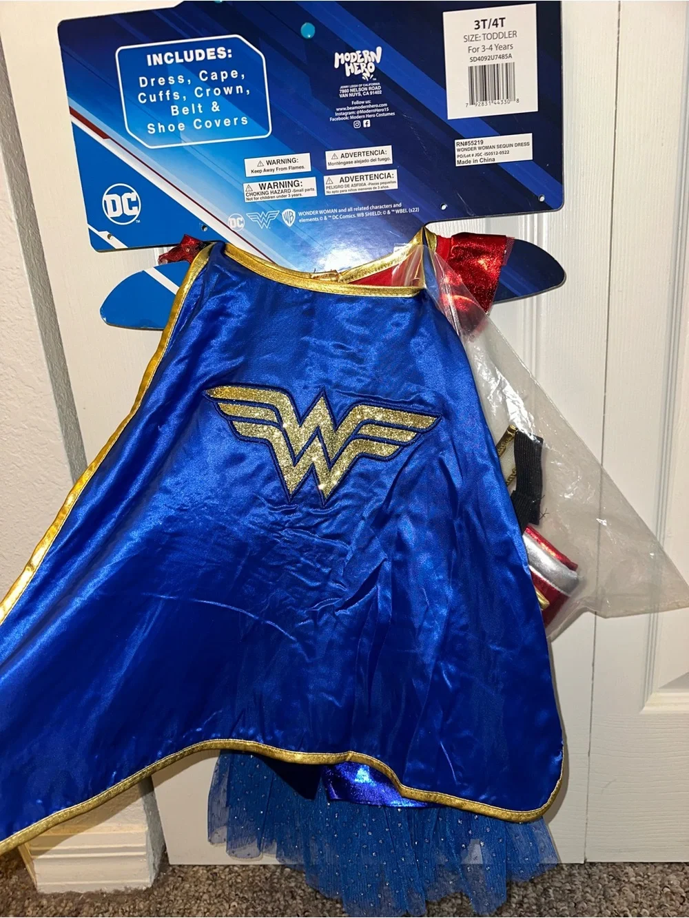 DC Wonder Woman Kids Superhero Costume - Red, Blue & Gold